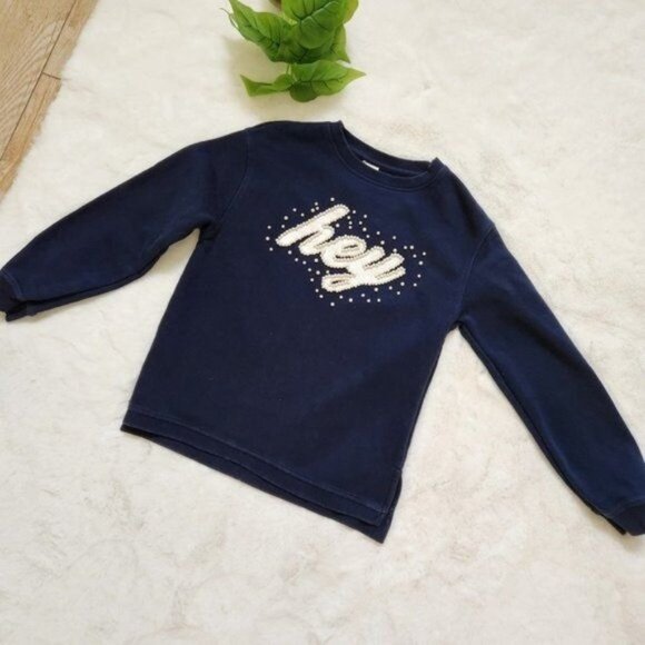 Zara Navy White Hey Sweatshirt size 13-14 - Picture 5 of 8
